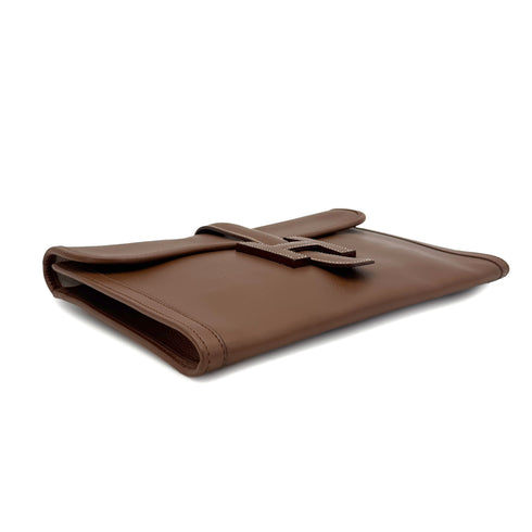 HERMES JIGE PM BROWN VEAU GRAINE CLUTCH BAG 〇R 90287096 - PURPOSE