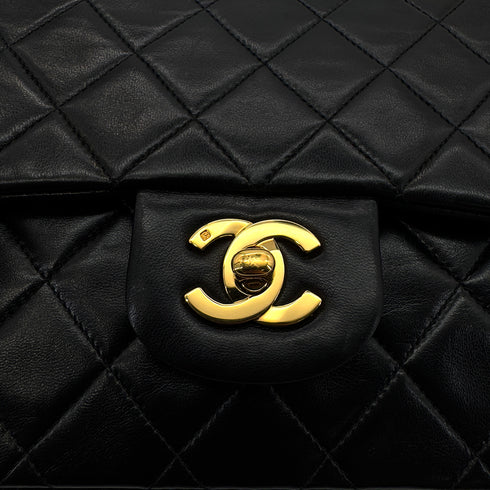 CHANEL VINTAGE CLASSIC FLAP MEDIUM CHAIN SHOULDER BAG BLACK LAMB SKIN 90287099 - PURPOSE