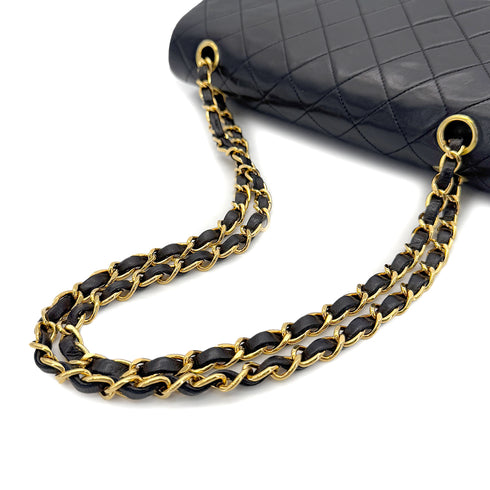 CHANEL VINTAGE CLASSIC FLAP MEDIUM CHAIN SHOULDER BAG BLACK LAMB SKIN 90287099 - PURPOSE