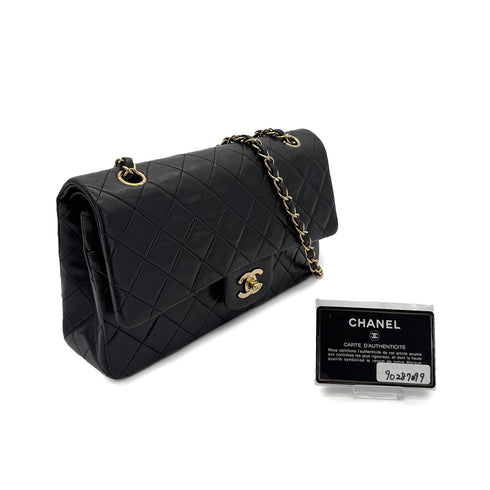 CHANEL VINTAGE CLASSIC FLAP MEDIUM CHAIN SHOULDER BAG BLACK LAMB SKIN 90287099 - PURPOSE