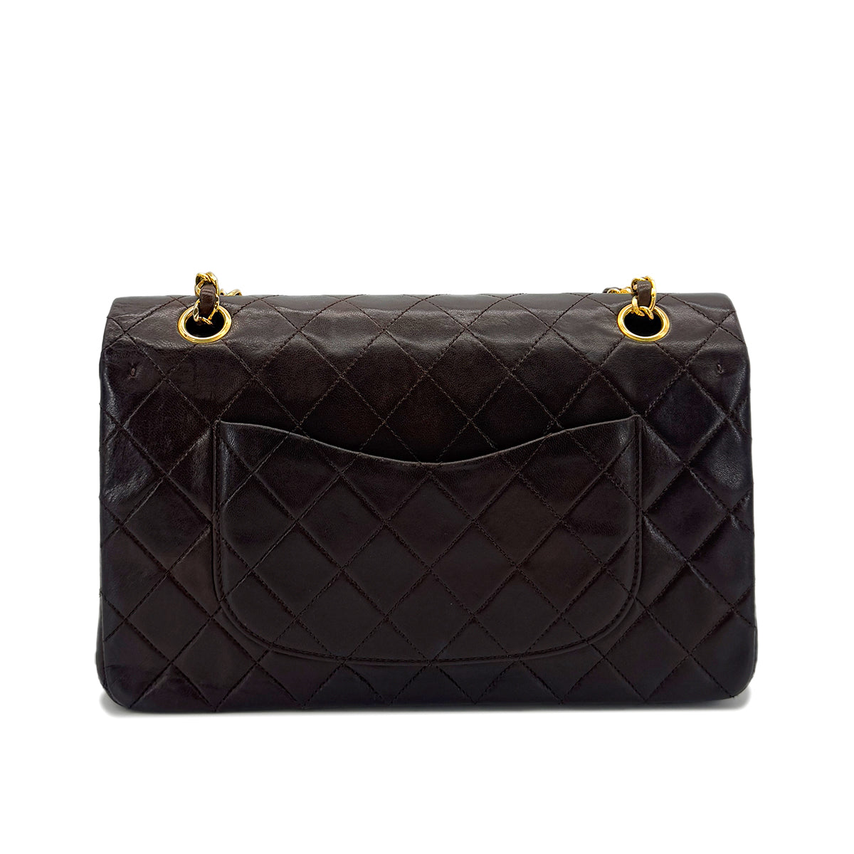 CHANEL VINTAGE CLASSIC FLAP MEDIUM CHAIN SHOULDER BAG BROWN LAMB SKIN 90287100