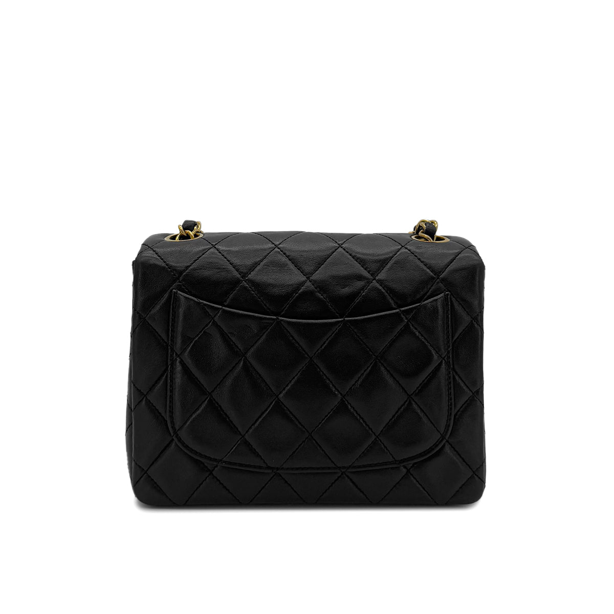 CHANEL VINTAGE MINI SQUARE 17 CHAIN SHOULDER BAG BLACK LAMB SKIN 90287105