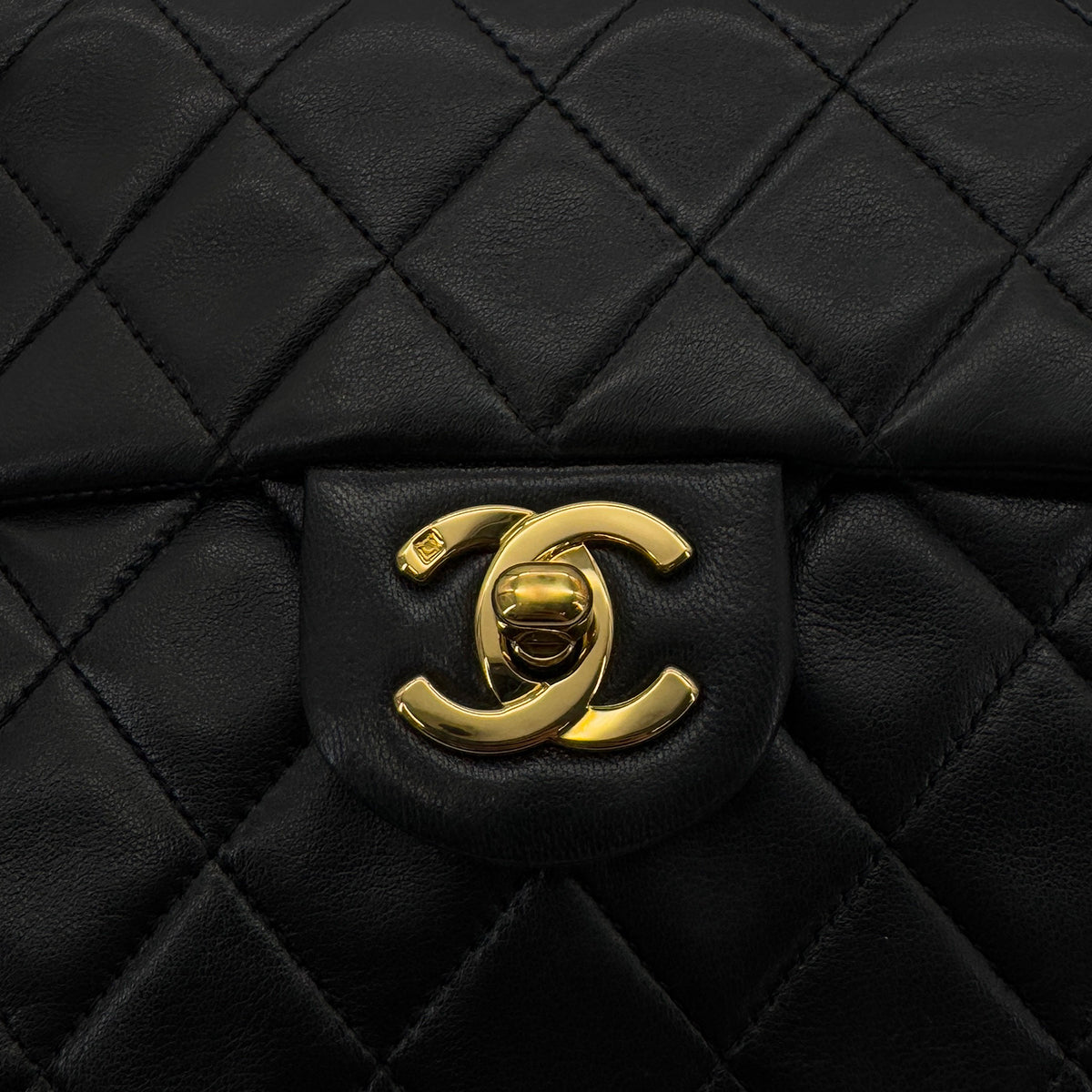 CHANEL VINTAGE MINI SQUARE 17 CHAIN SHOULDER BAG BLACK LAMB SKIN 90287105