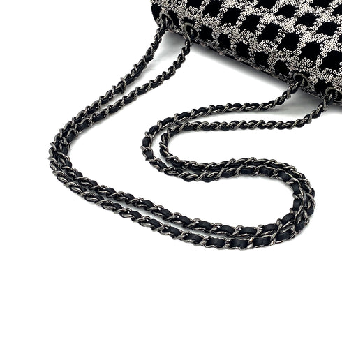 CHANEL CHAIN SHOULDER BAG BLACK VELOR SEQUINS 90287108 - PURPOSE