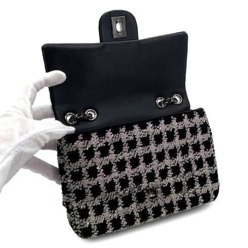 CHANEL CHAIN SHOULDER BAG BLACK VELOR SEQUINS 90287108 - PURPOSE