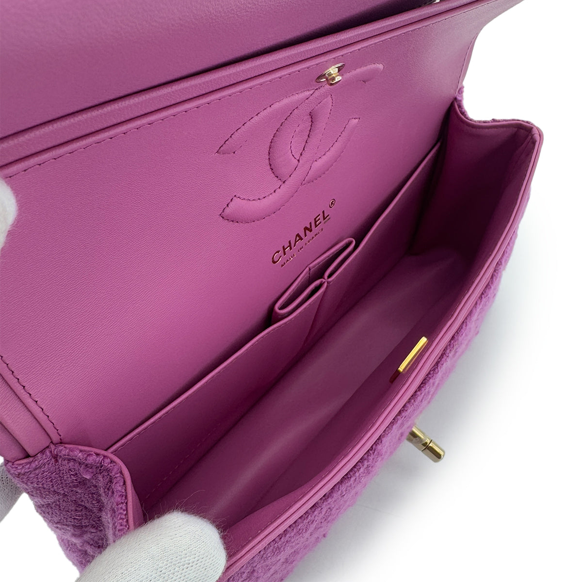 CHANEL MATELASSE CHAIN SHOULDER BAG PURPLE TWEED 90287109