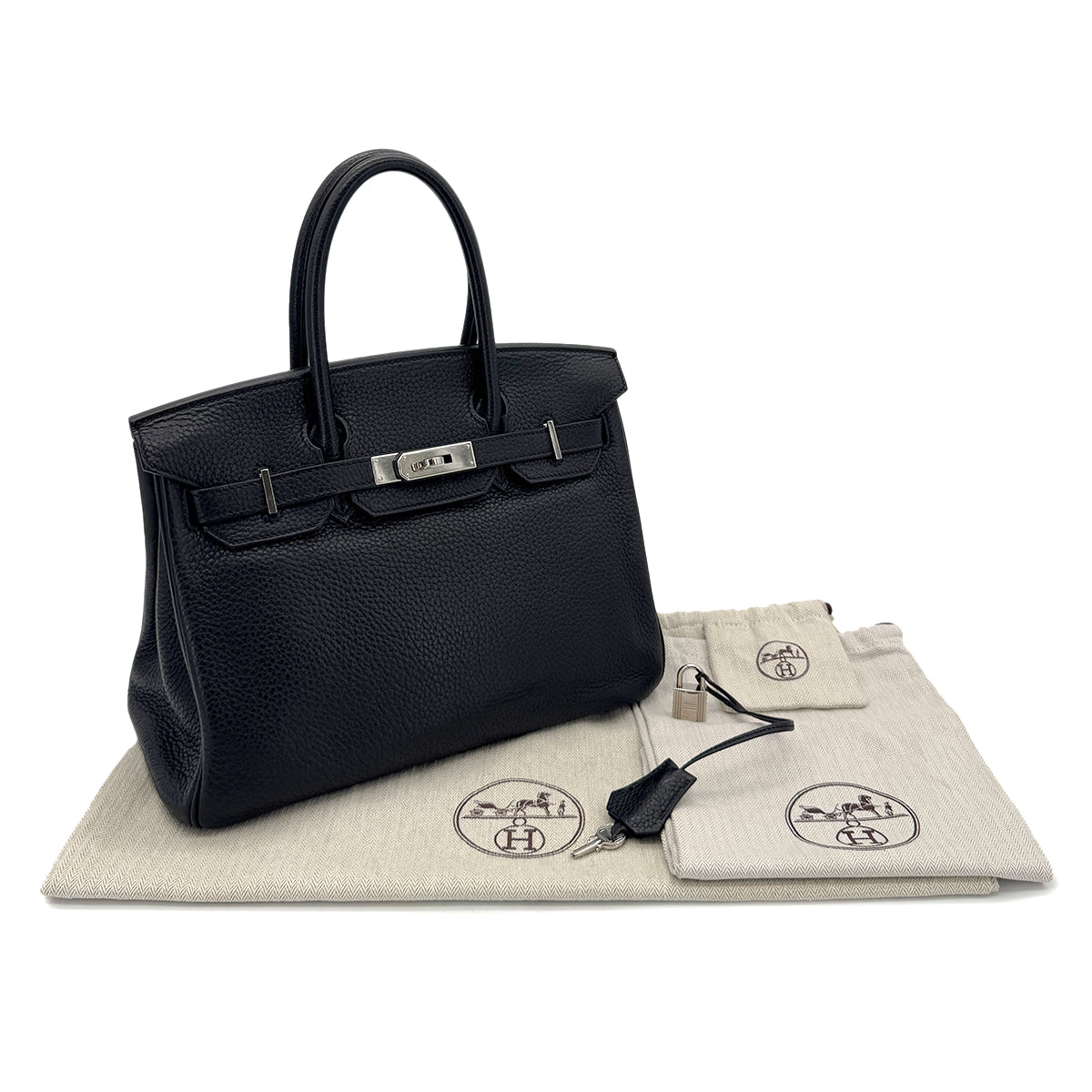 HERMES BIRKIN 30 BLACK TAURILLON CLEMENCE HAND BAG □N SHW 90287110