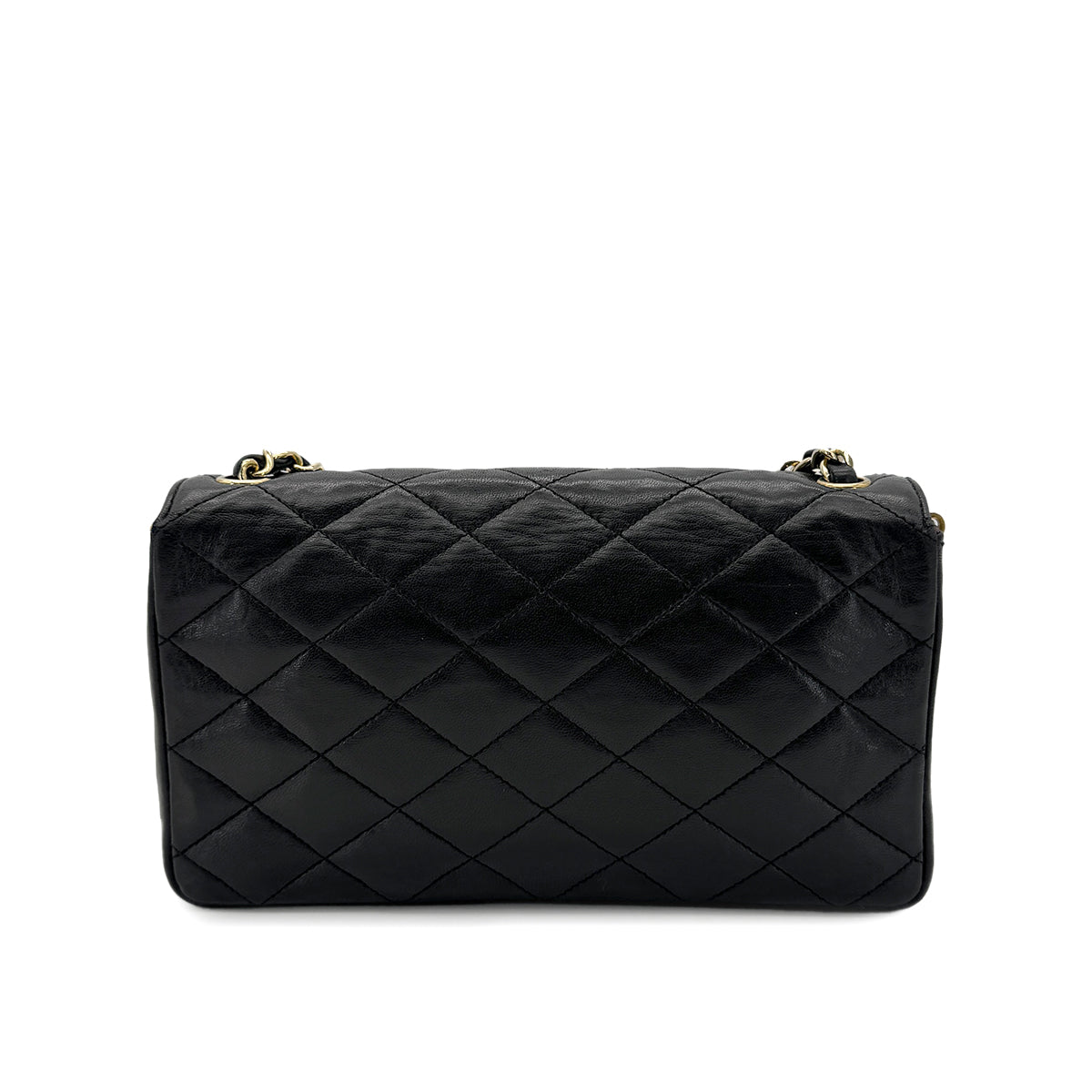 CHANEL VINTAGE MATELASSE BIG COCO CHAIN SHOULDER BAG BLACK LAMB SKIN 90287111