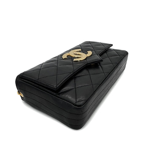 CHANEL VINTAGE MATELASSE BIG COCO CHAIN SHOULDER BAG BLACK LAMB SKIN 90287111 - PURPOSE