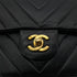 CHANEL VINTAGE CHEVRON CHAIN SHOULDER BAG BLACK LAMB SKIN 90287209 - PURPOSE