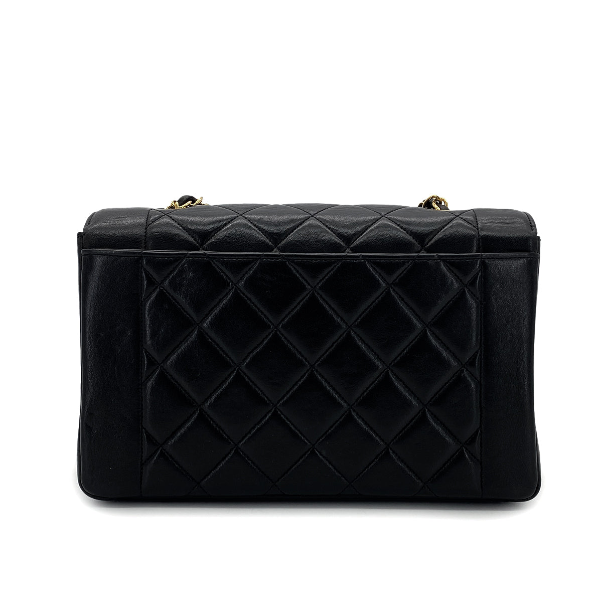 CHANEL VINTAGE DIANA MEDIUM CHAIN SHOULDER BAG BLACK LAMB SKIN 90287210