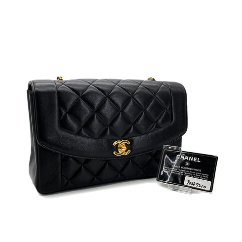CHANEL VINTAGE DIANA MEDIUM CHAIN SHOULDER BAG BLACK LAMB SKIN 90287210 - PURPOSE