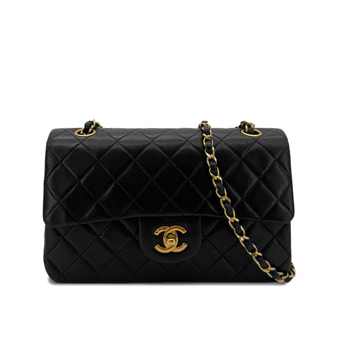 CHANEL VINTAGE CLASSIC FLAP SMALL CHAIN SHOULDER BAG BLACK LAMB SKIN 90287211 - PURPOSE
