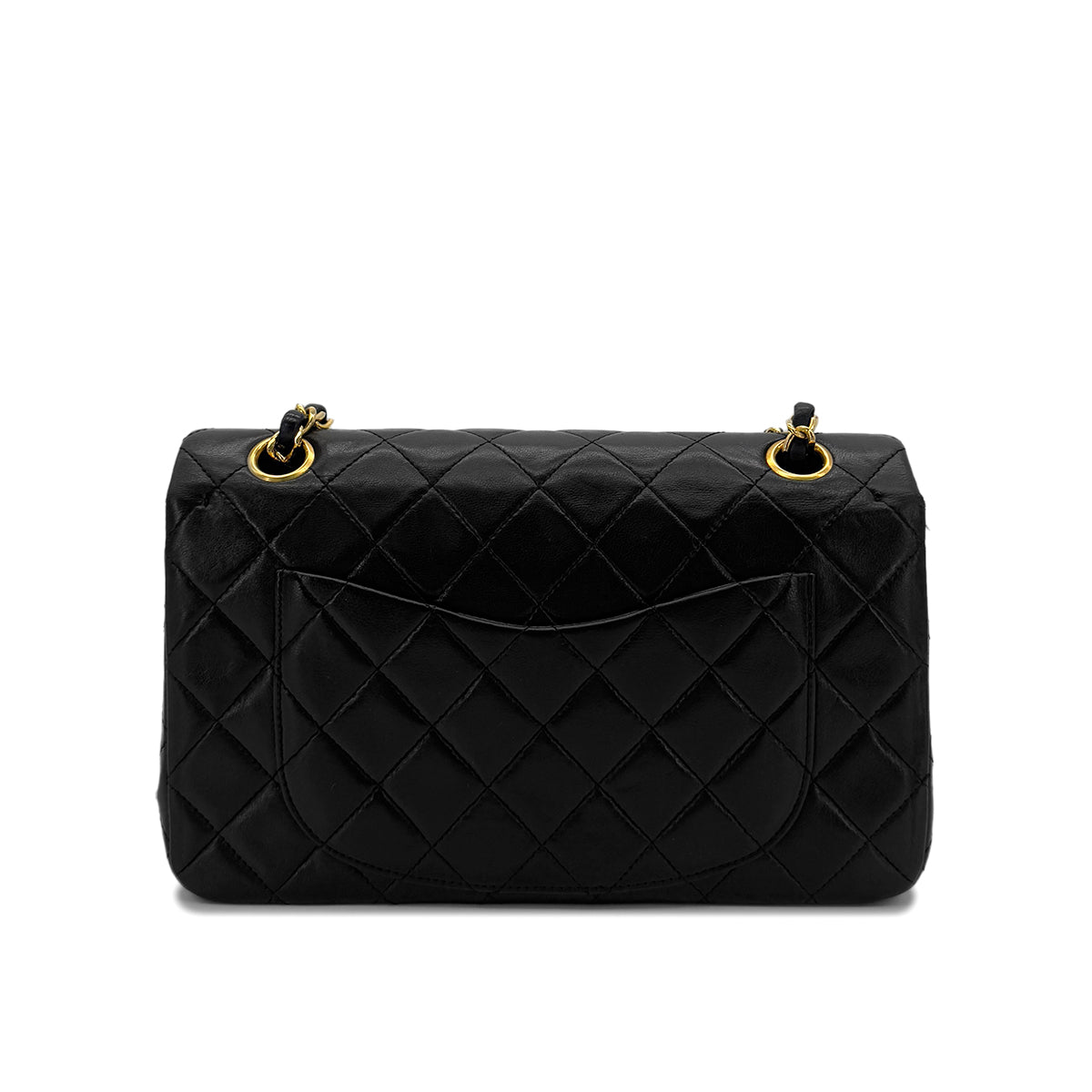 CHANEL VINTAGE CLASSIC FLAP SMALL CHAIN SHOULDER BAG BLACK LAMB SKIN 90287211
