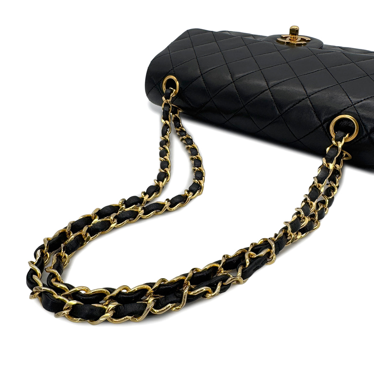 CHANEL VINTAGE CLASSIC FLAP SMALL CHAIN SHOULDER BAG BLACK LAMB SKIN 90287211