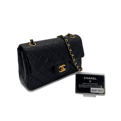 CHANEL VINTAGE CLASSIC FLAP SMALL CHAIN SHOULDER BAG BLACK LAMB SKIN 90287211 - PURPOSE