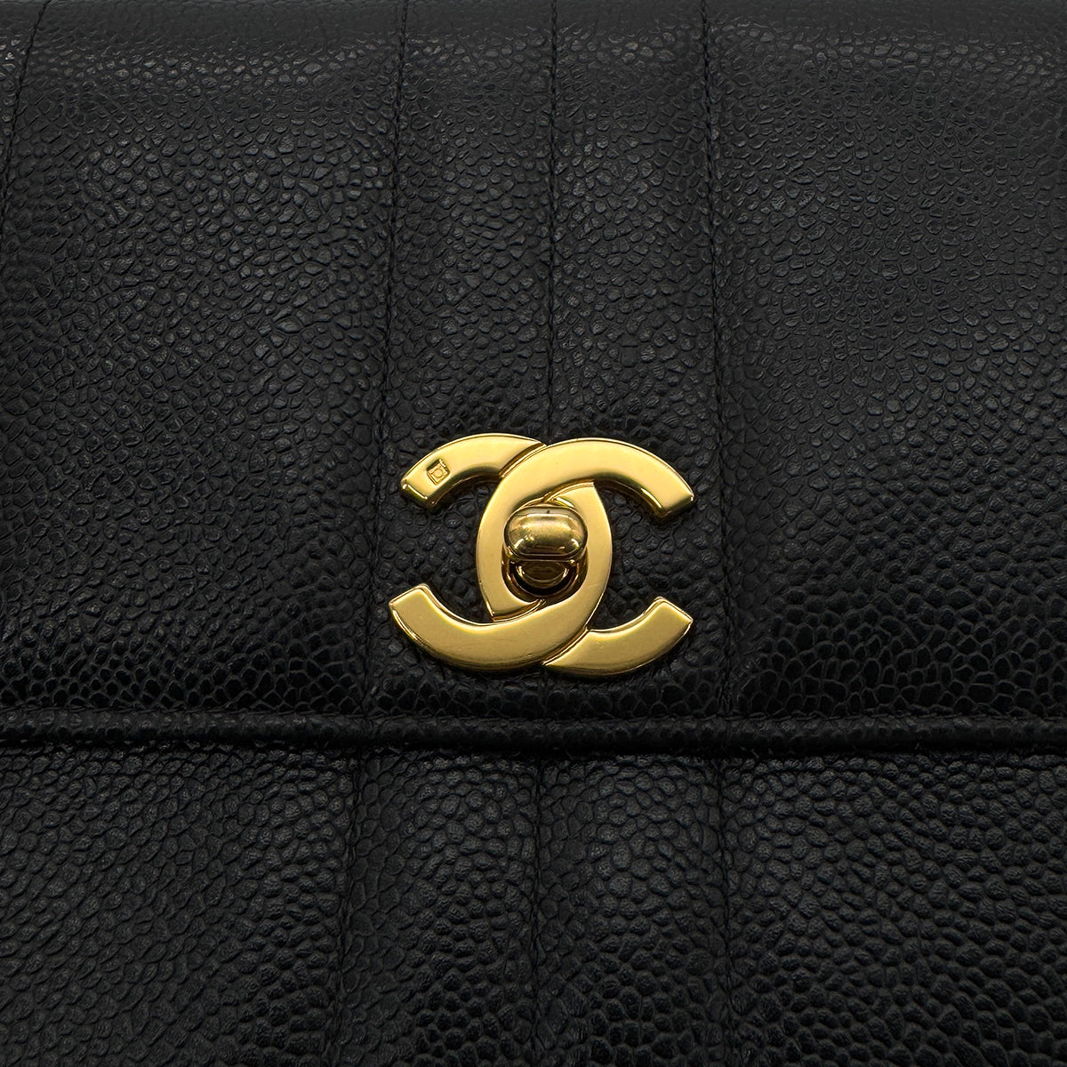 CHANEL VINTAGE MADEMOISELLE CHAIN SHOULDER BAG BLACK CAVIAR SKIN 90287212