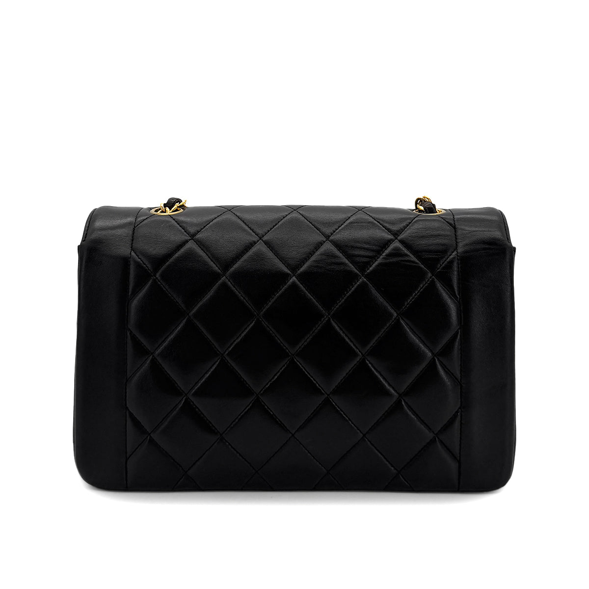 CHANEL VINTAGE DIANA MEDIUM CHAIN SHOULDER BAG BLACK LAMB SKIN 90287213