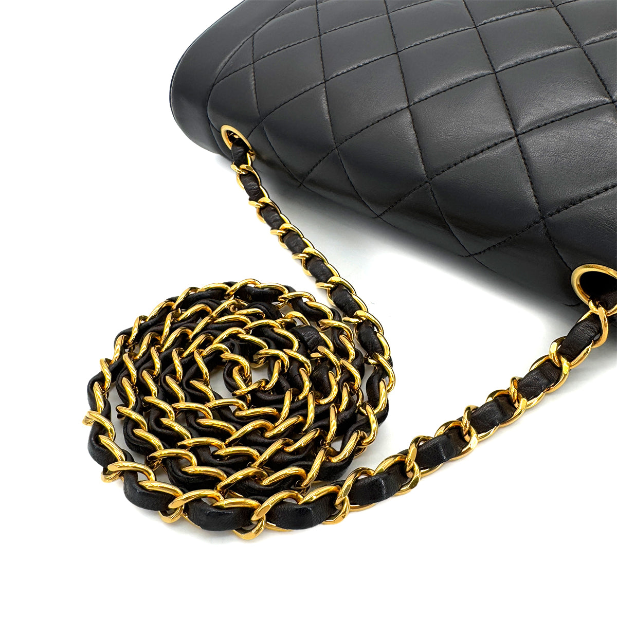 CHANEL VINTAGE DIANA MEDIUM CHAIN SHOULDER BAG BLACK LAMB SKIN 90287213