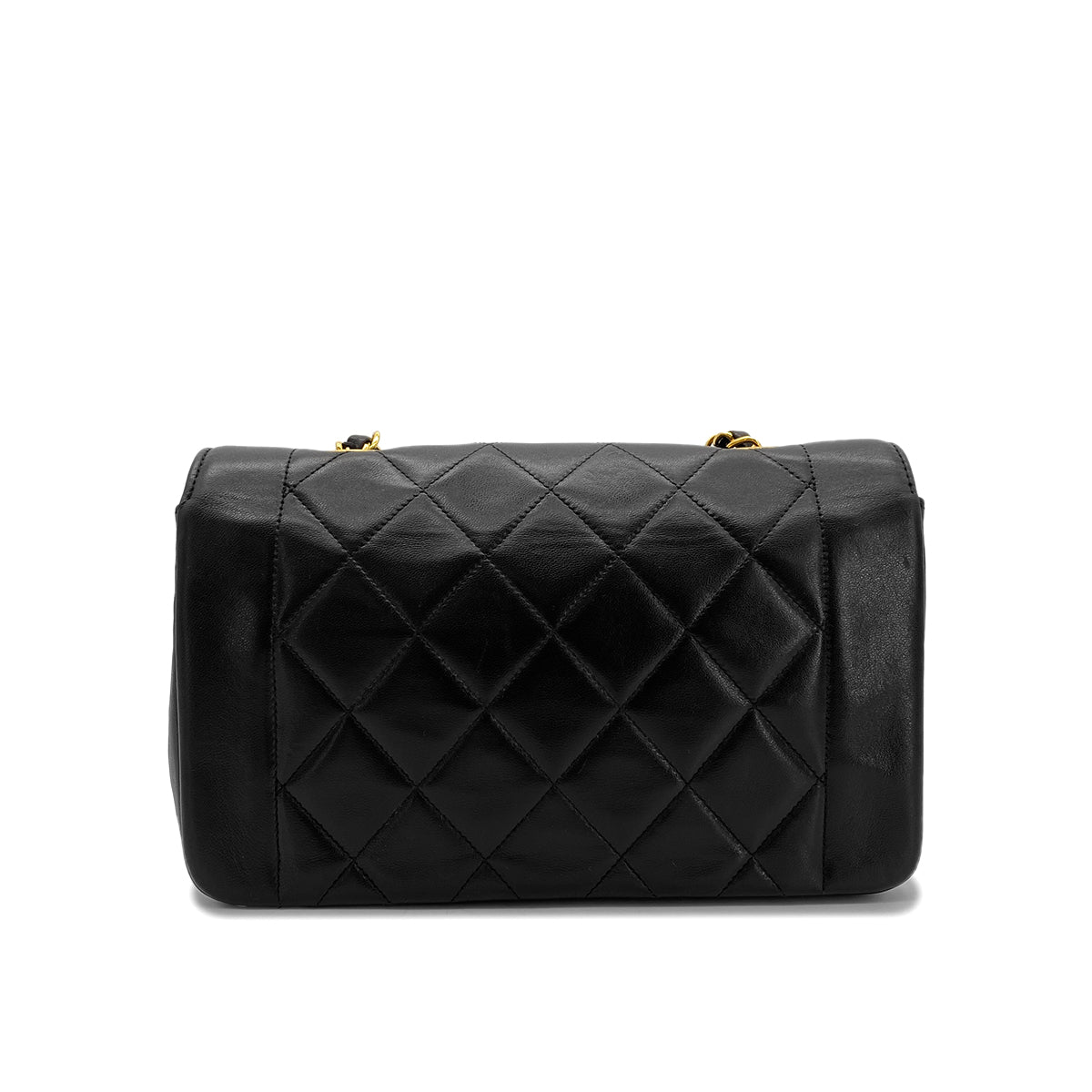 CHANEL VINTAGE DIANA SMALL CHAIN SHOULDER BAG BLACK LAMB SKIN 90287214