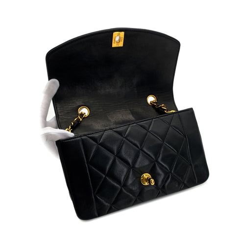 CHANEL VINTAGE DIANA SMALL CHAIN SHOULDER BAG BLACK LAMB SKIN 90287214 - PURPOSE