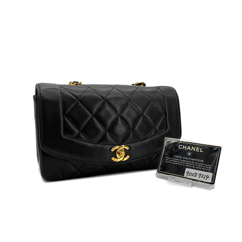 CHANEL VINTAGE DIANA SMALL CHAIN SHOULDER BAG BLACK LAMB SKIN 90287214 - PURPOSE