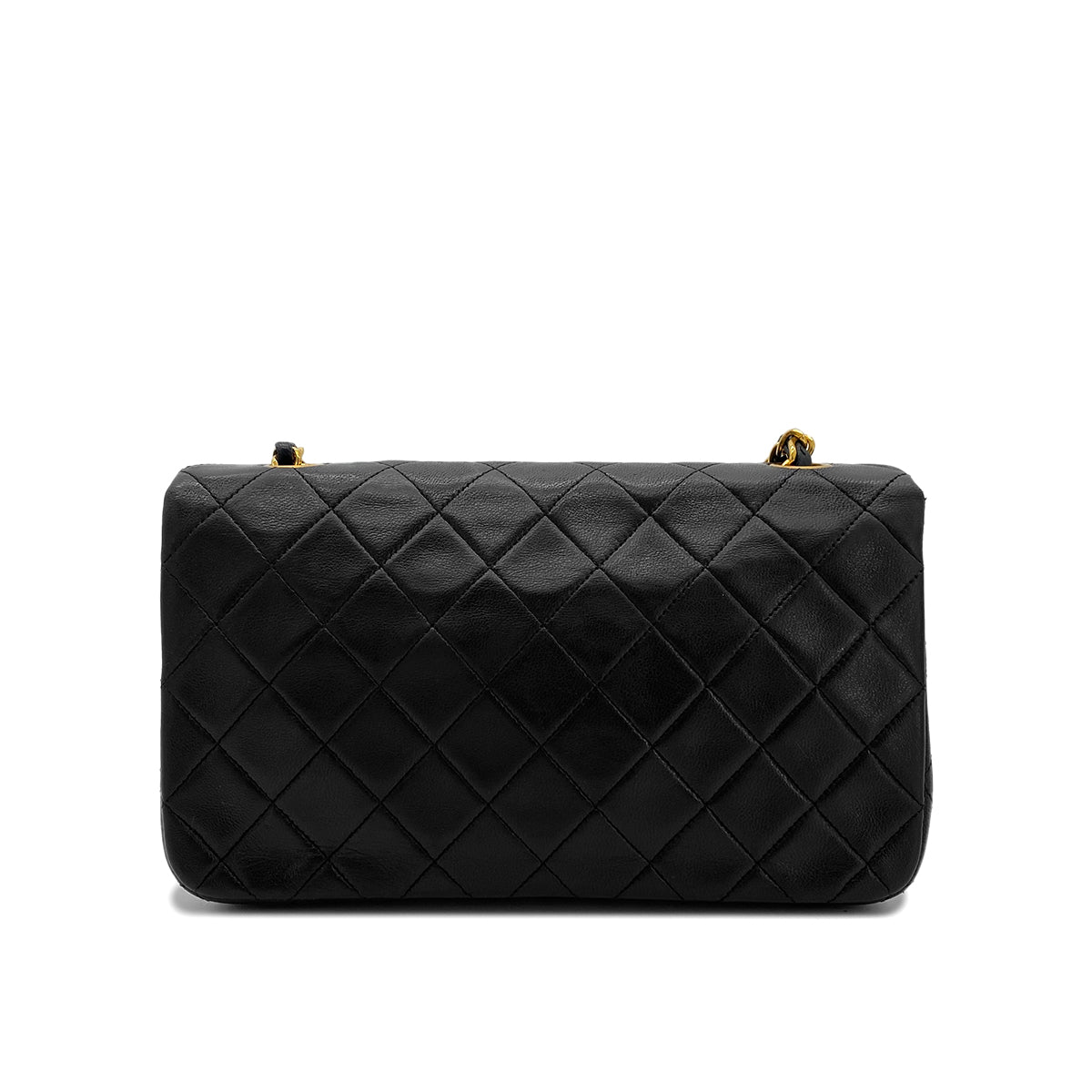 CHANEL VINTAGE FULL FLAP CHAIN SHOULDER BAG BLACK LAMB SKIN 90287215