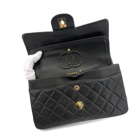CHANEL VINTAGE CLASSIC FLAP SMALL CHAIN SHOULDER BAG KAHKI LAMB SKIN 90287216 - PURPOSE