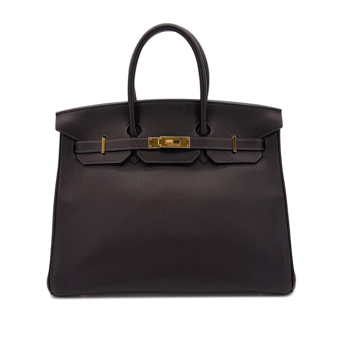 HERMES BIRKIN 35 EBENE TAURILLON CLEMENCE HAND BAG □E GHW 90287220