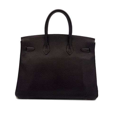 HERMES BIRKIN 35 EBENE TAURILLON CLEMENCE HAND BAG □E GHW 90287220 - PURPOSE