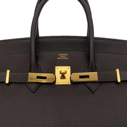 HERMES BIRKIN 35 EBENE TAURILLON CLEMENCE HAND BAG □E GHW 90287220 - PURPOSE