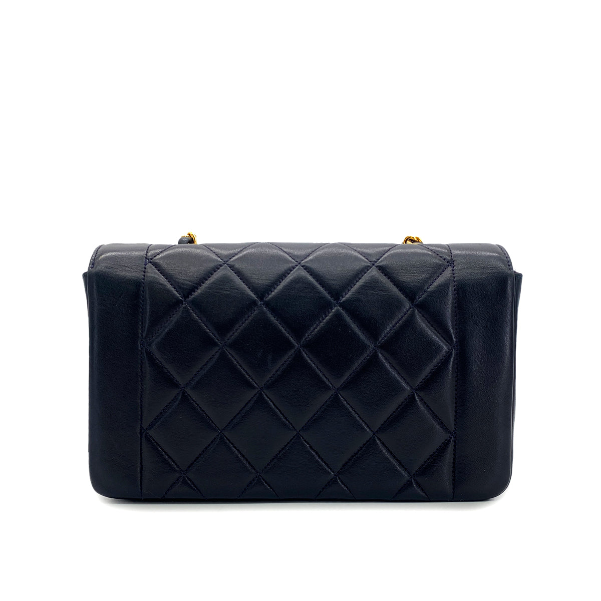 CHANEL VINTAGE DIANA SMALL CHAIN SHOULDER BAG NAVY LAMB SKIN 90287221