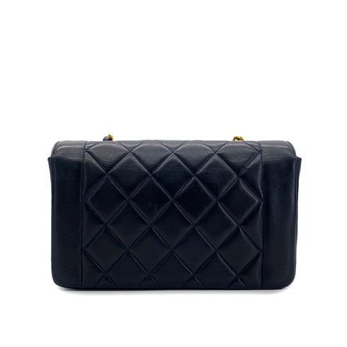 CHANEL VINTAGE DIANA SMALL CHAIN SHOULDER BAG NAVY LAMB SKIN 90287221 - PURPOSE