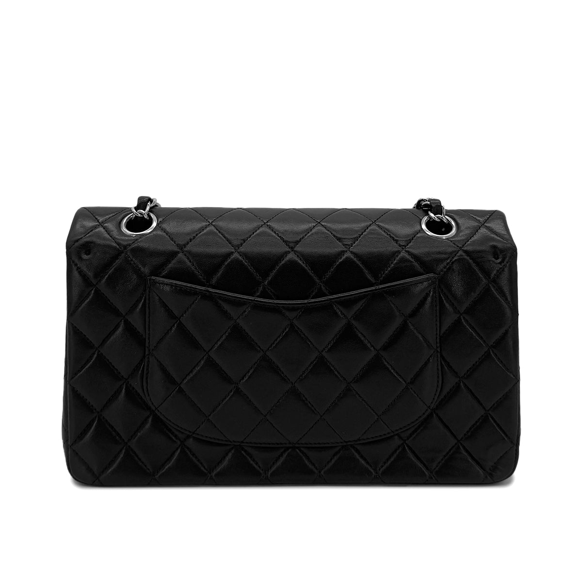 CHANEL VINTAGE CLASSIC FLAP MEDIUM CHAIN SHOULDER BAG BLACK LAMB SKIN 90287222