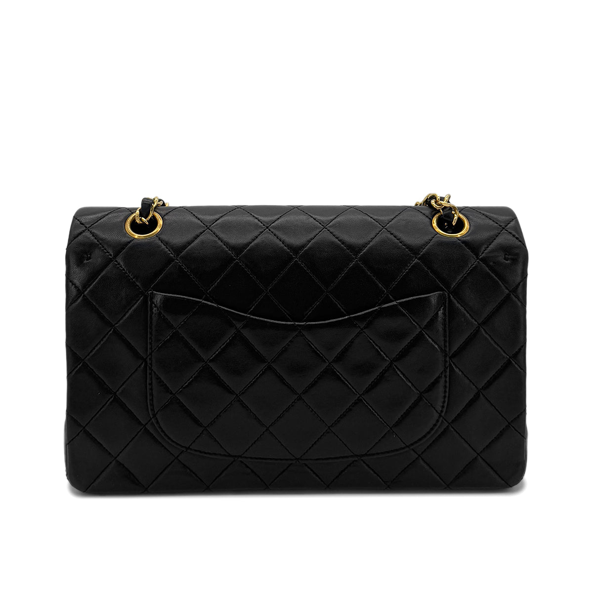 CHANEL VINTAGE CLASSIC FLAP MEDIUM CHAIN SHOULDER BAG BLACK LAMB SKIN 90287226