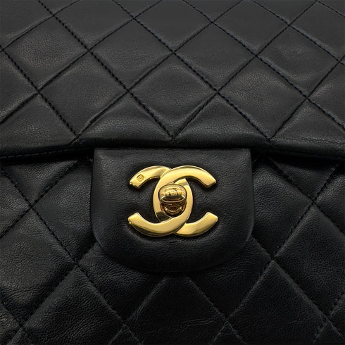 CHANEL VINTAGE CLASSIC FLAP MEDIUM CHAIN SHOULDER BAG BLACK LAMB SKIN 90287226 - PURPOSE