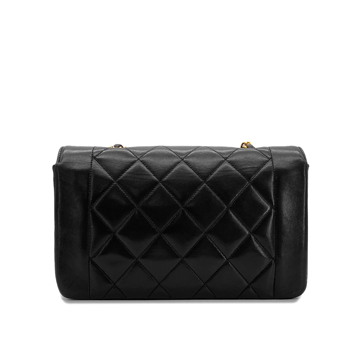CHANEL VINTAGE DIANA SMALL CHAIN SHOULDER BAG BLACK LAMB SKIN 90287227