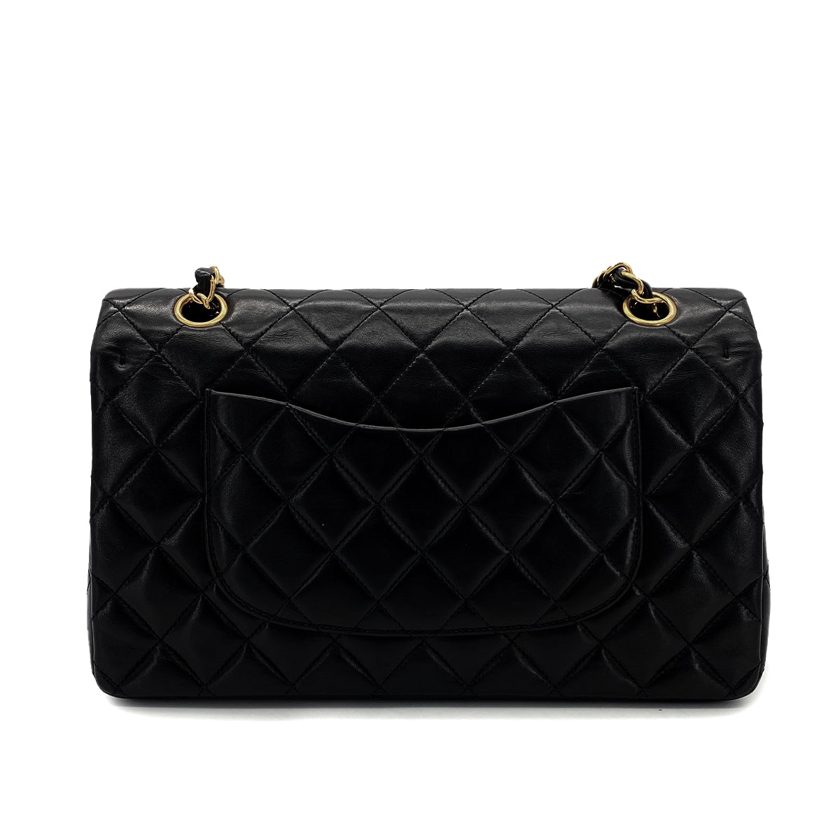 CHANEL VINTAGE CLASSIC FLAP MEDIUM CHAIN SHOULDER BAG BLACK LAMB SKIN 90287230