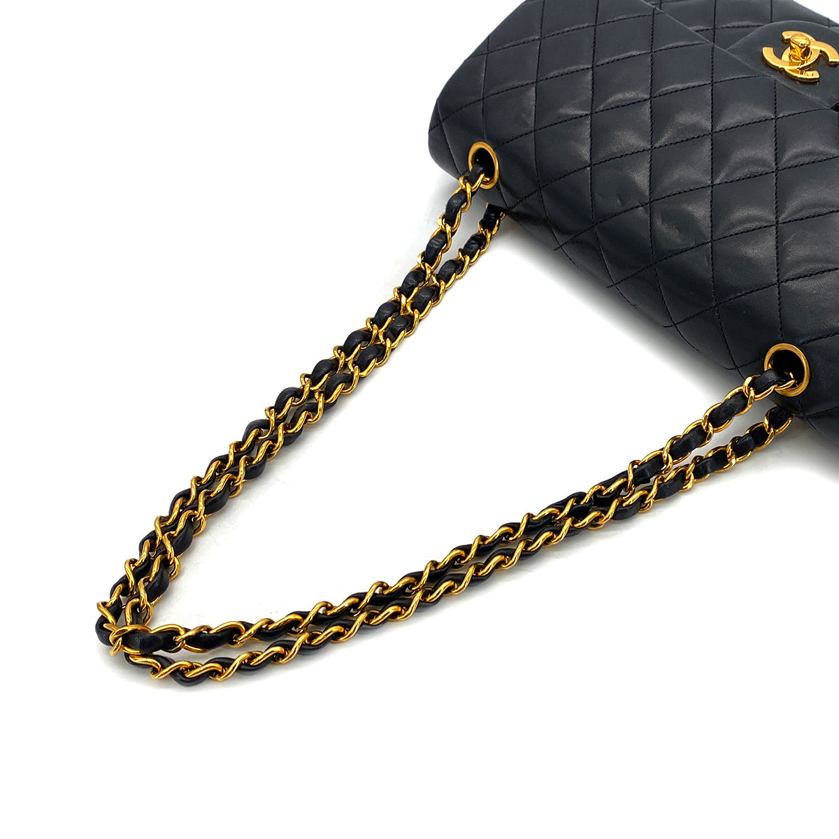 CHANEL VINTAGE CLASSIC FLAP MEDIUM CHAIN SHOULDER BAG BLACK LAMB SKIN 90287230