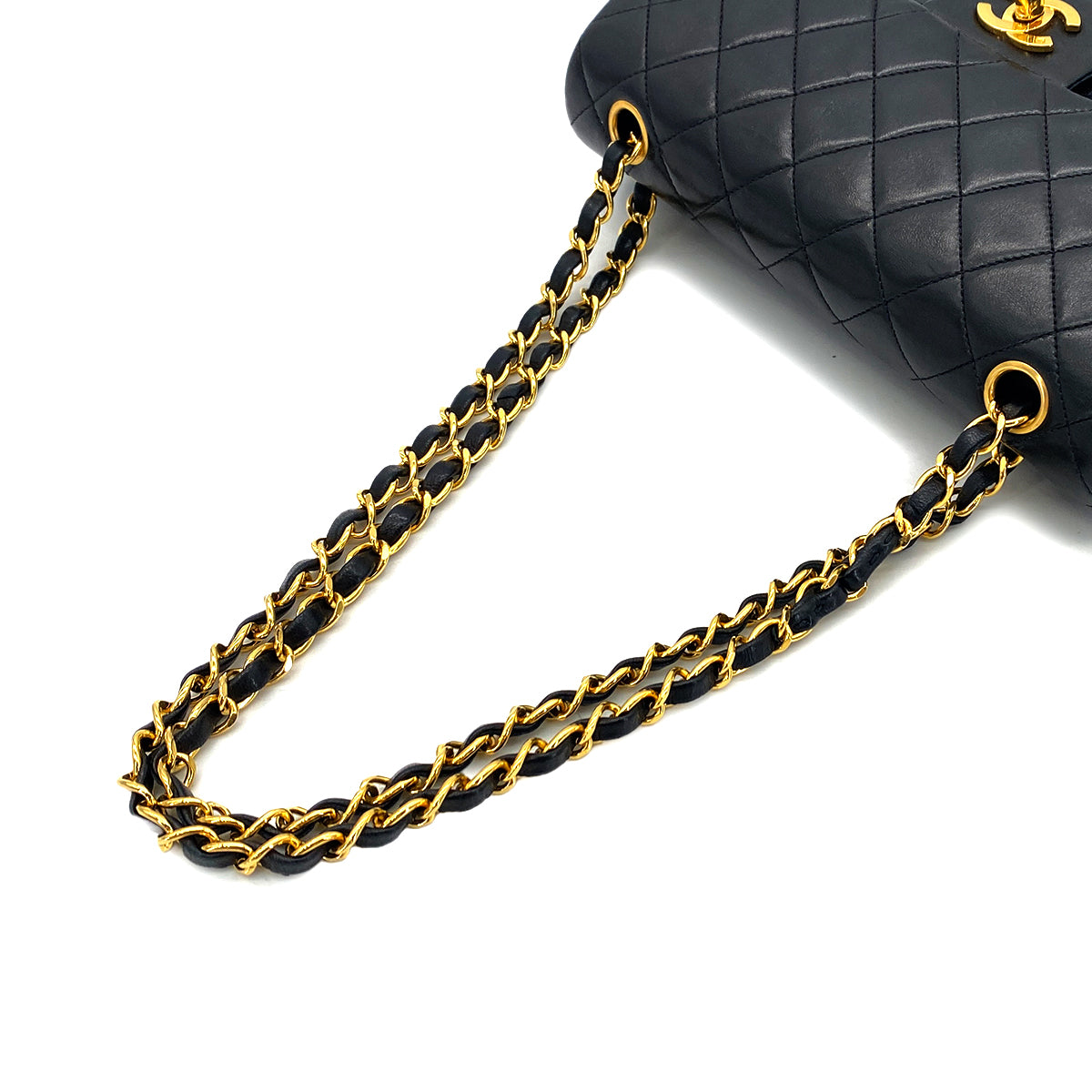 CHANEL VINTAGE CLASSIC FLAP SMALL CHAIN SHOULDER BAG BLACK LAMB SKIN 90287232