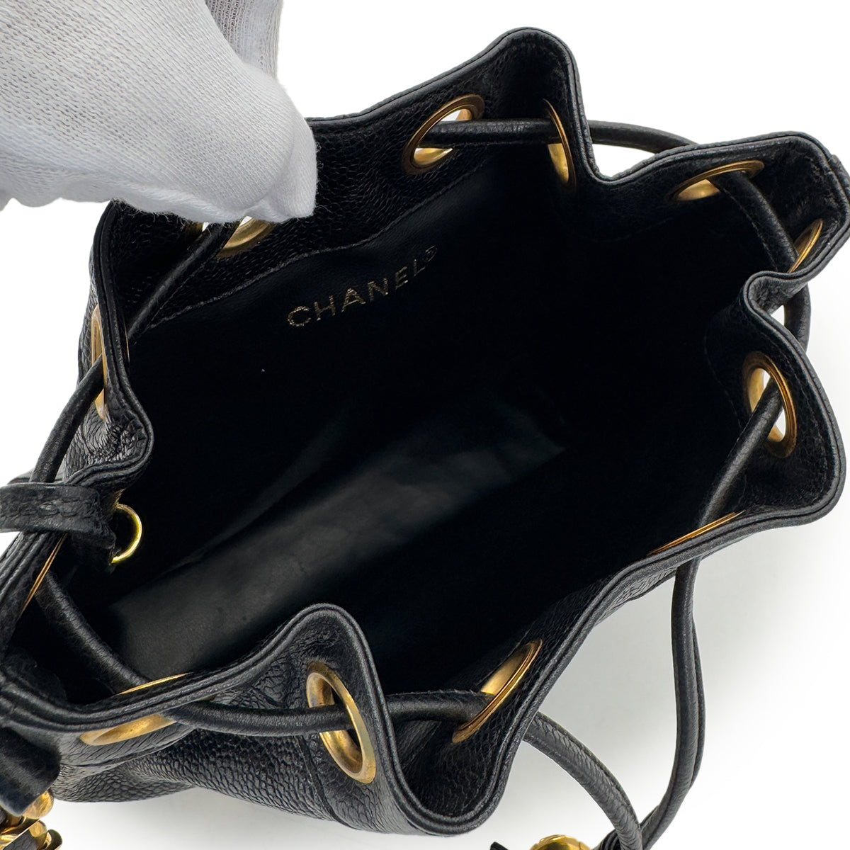 CHANEL VINTAGE TRIPLE COCO CHAIN SHOULDER BAG BLACK CAVIAR SKIN 90287235