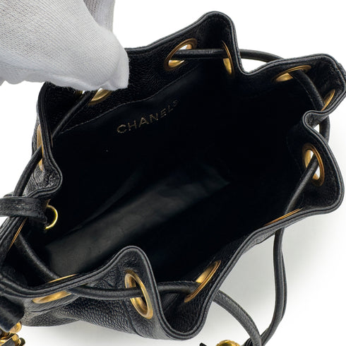 CHANEL VINTAGE TRIPLE COCO CHAIN SHOULDER BAG BLACK CAVIAR SKIN 90287235 - PURPOSE