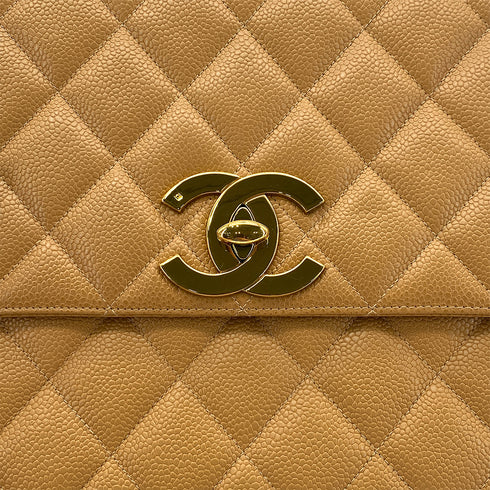 CHANEL VINTAGE MATELASSE CHAIN SHOULDER BAG BEIGE CAVIAR SKIN 90287238 - PURPOSE