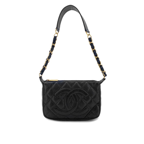 CHANEL VINTAGE COCOMARK MATELASSE CHAIN SHOULDER BAG BLACK CAVIR SKIN 90287242 - PURPOSE