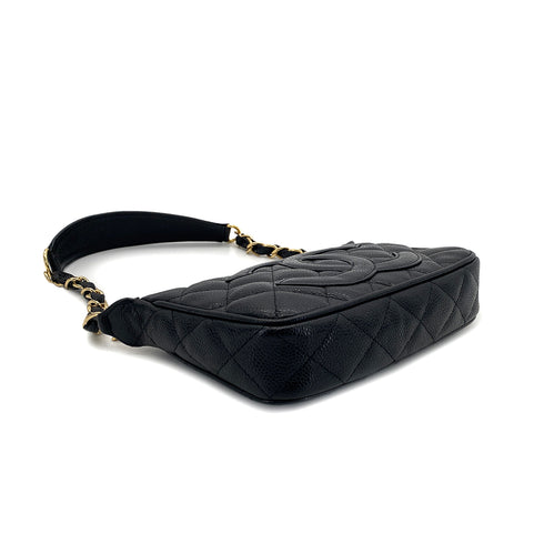 CHANEL VINTAGE COCOMARK MATELASSE CHAIN SHOULDER BAG BLACK CAVIR SKIN 90287242 - PURPOSE