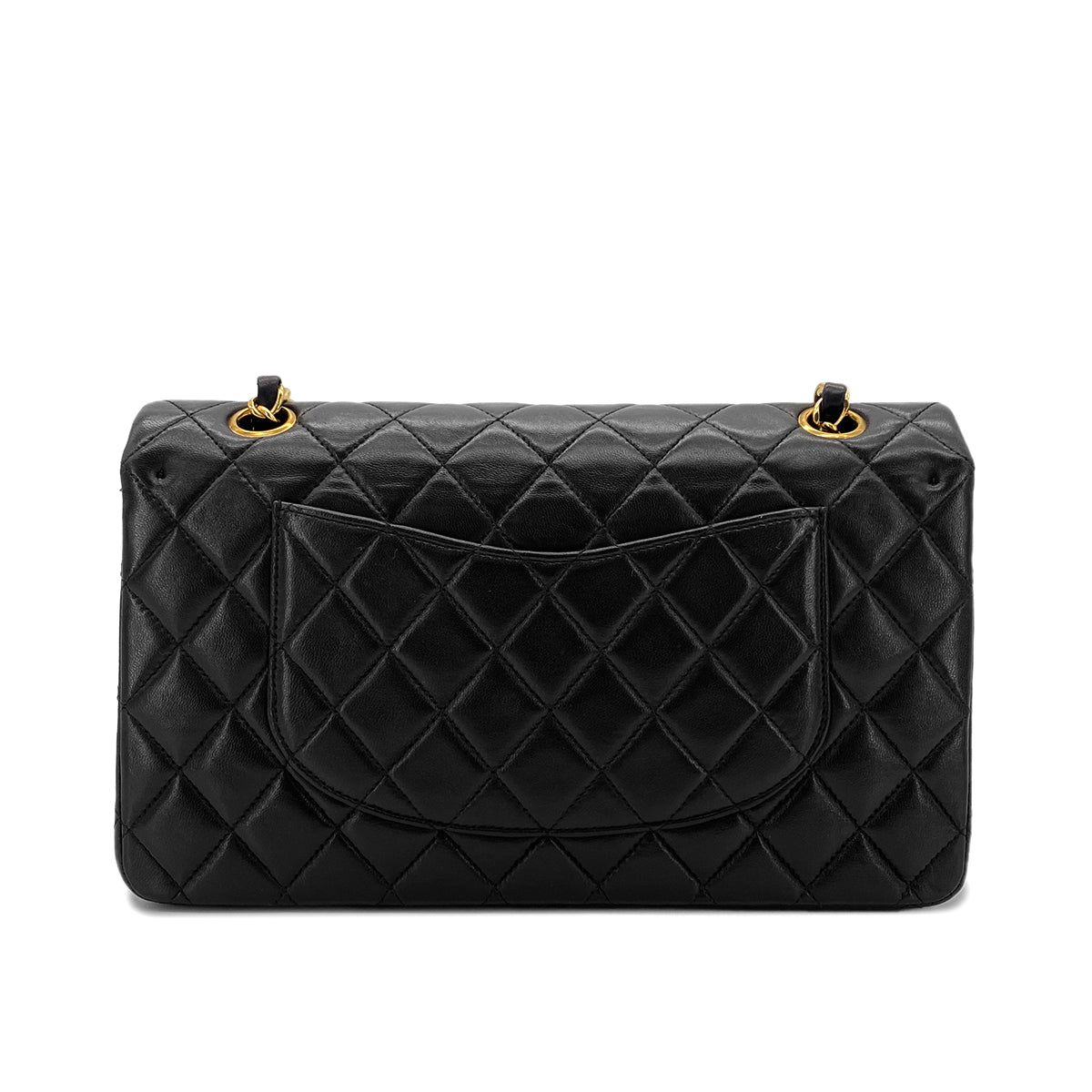 CHANEL VINTAGE CLASSIC FLAP MEDIUM CHAIN SHOULDER BAG BLACK LAMB SKIN 90287245