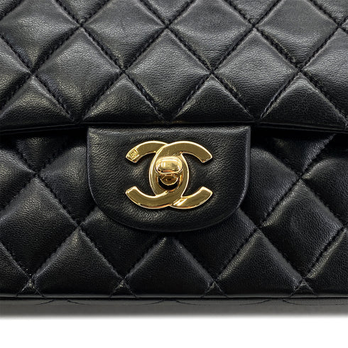 CHANEL VINTAGE CLASSIC FLAP MEDIUM CHAIN SHOULDER BAG BLACK LAMB SKIN 90287245 - PURPOSE