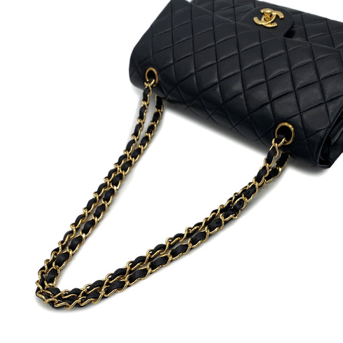 CHANEL VINTAGE CLASSIC FLAP MEDIUM CHAIN SHOULDER BAG BLACK LAMB SKIN 90287245 - PURPOSE