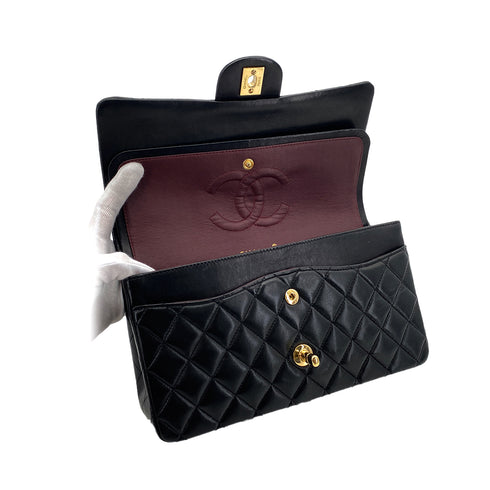 CHANEL VINTAGE CLASSIC FLAP MEDIUM CHAIN SHOULDER BAG BLACK LAMB SKIN 90287245 - PURPOSE