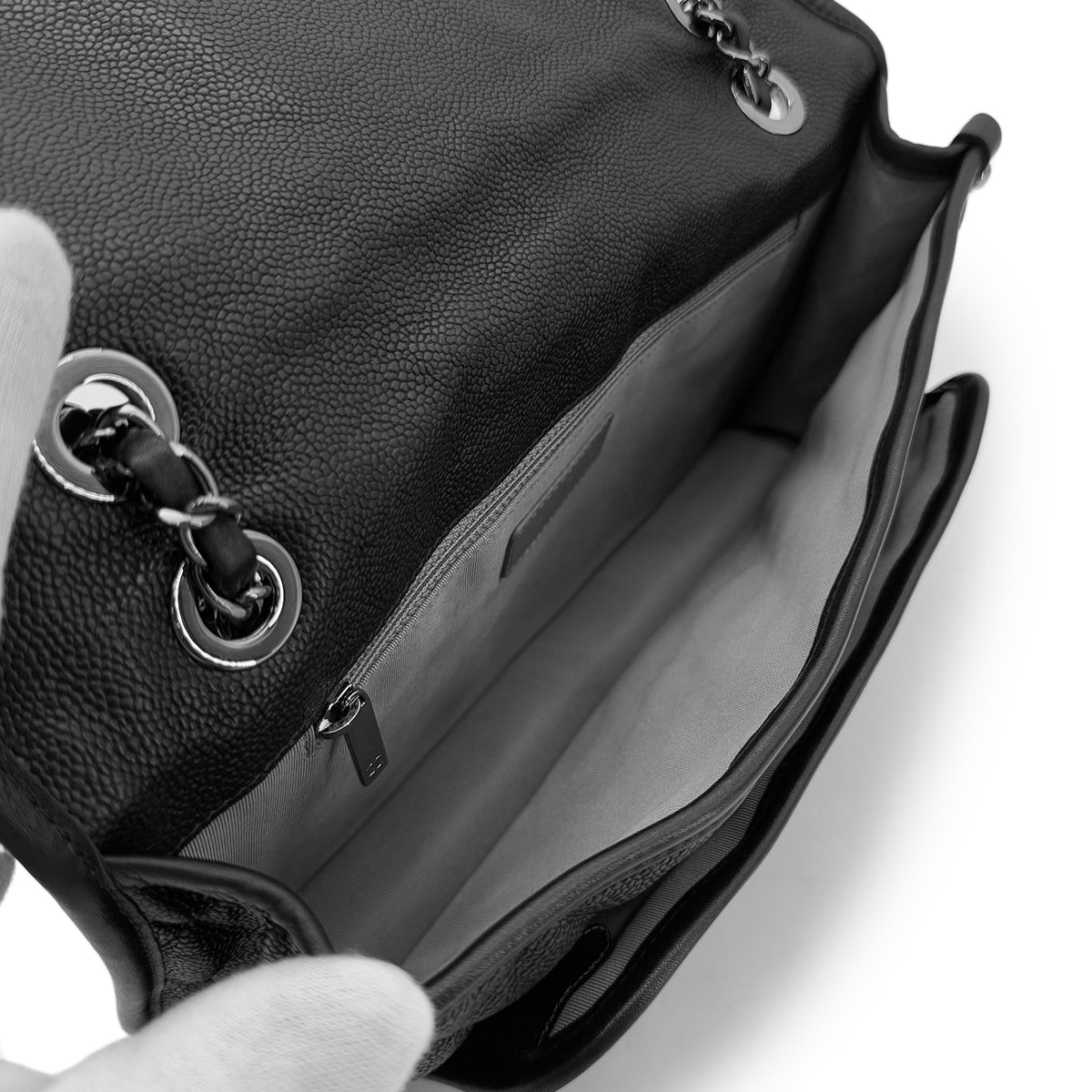 CHANEL FRENCH RIVIERA MATELASSE CHAIN SHOULDER BAG BLACK CAVIAR SKIN 90287247